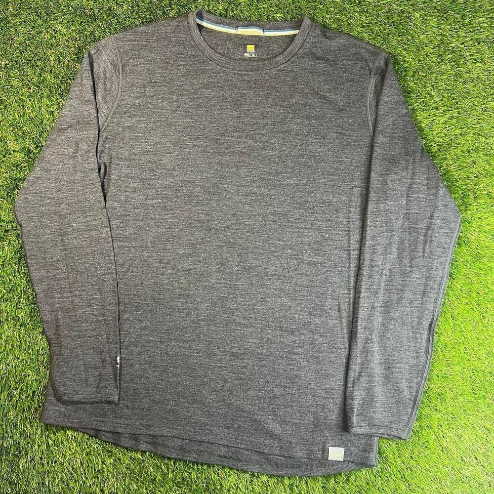 Meriwool 250g Merino Wool Base Layer Shirt Gray Mens XL Thermal Long Sleeve